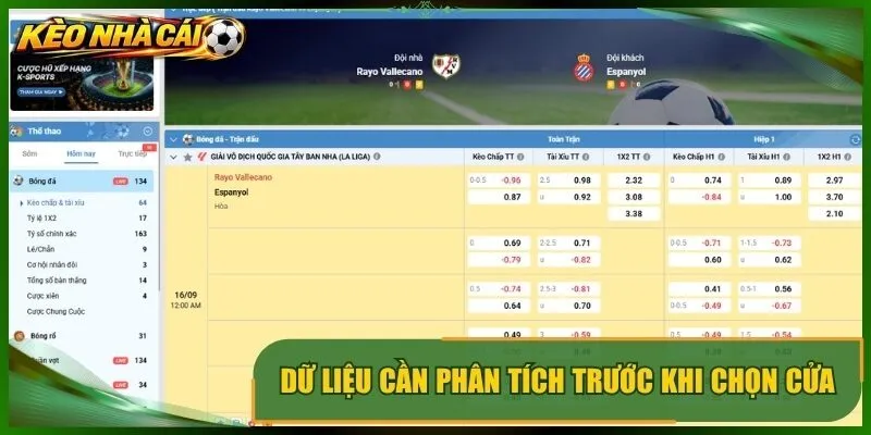 Những dữ liệu cần phân tích trước khi lựa chọn cửa cược
